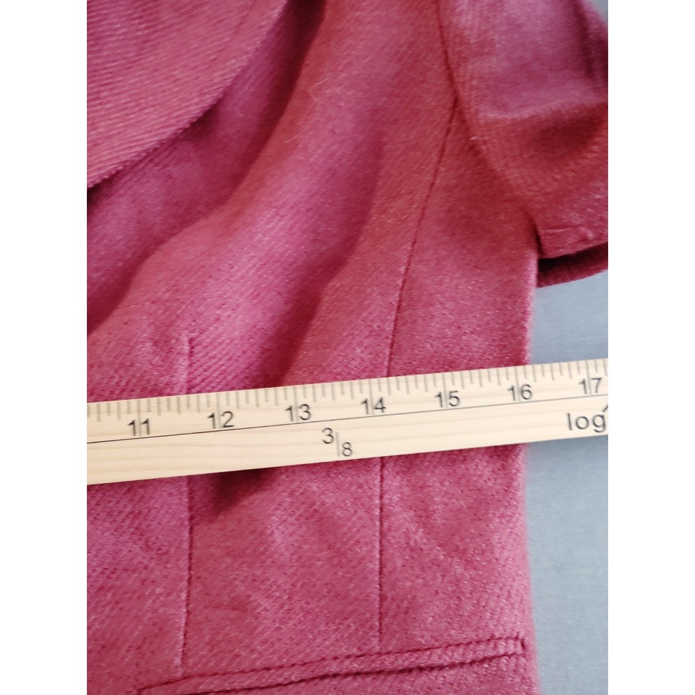 Talbots‎ 100% Wool Red Embossed "T" Buttons Herringbone Blazer Academia Petite 6 - Picture 7 of 9